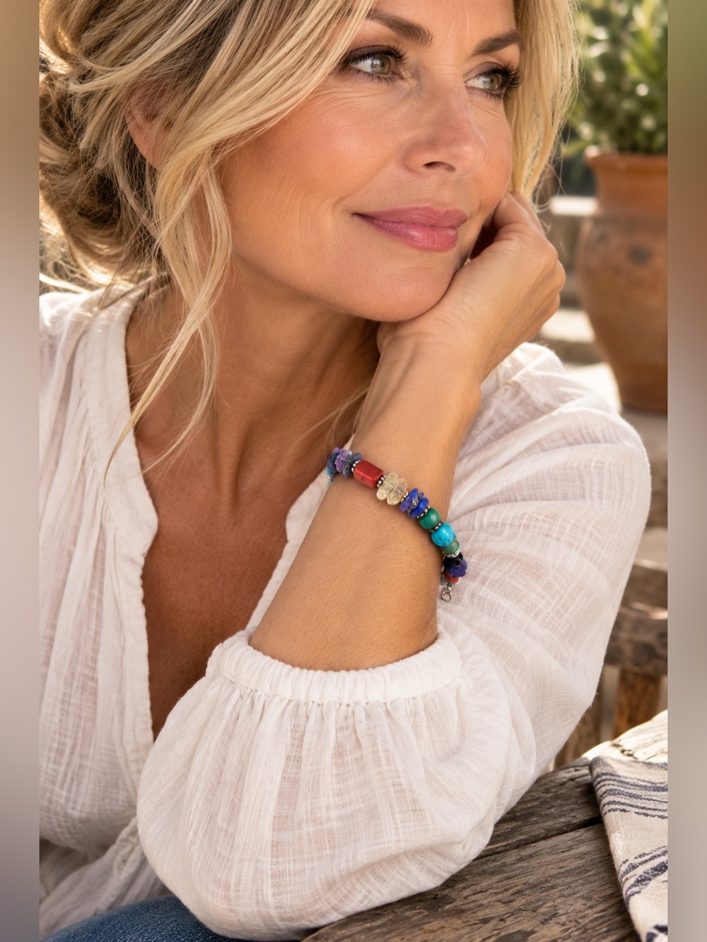 Silpada Sterling Silver Multi-Gemstone & Pearl Colorful Beaded Bracelet